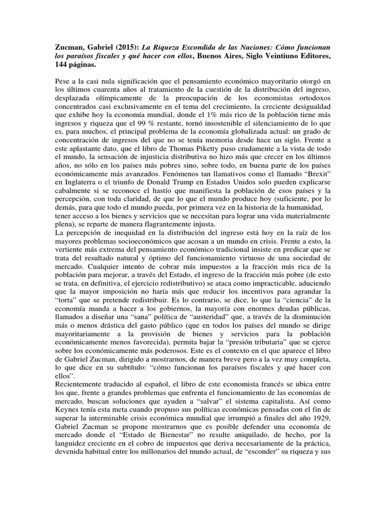 Riqueza Escondida y Paraísos Fiscales | PDF | Paraíso fiscal | Secreto ...