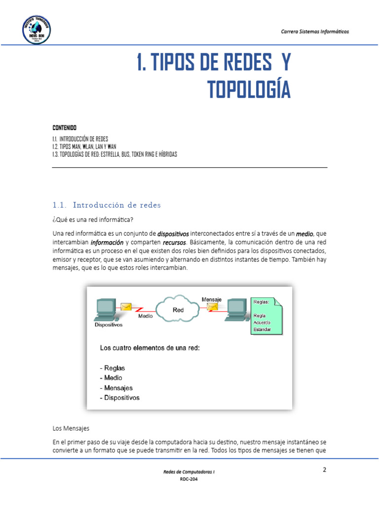 T1. Tipos de Redes y Topología | PDF | Red de computadoras | Dirección IP