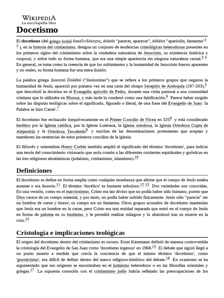 Definición y Orígenes del Docetismo | PDF | Creencia religiosa y ...