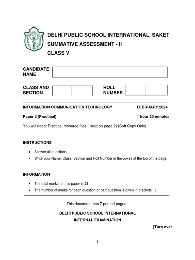 Class V ICT Practical Exam Guide | PDF | Microsoft Excel | Computing