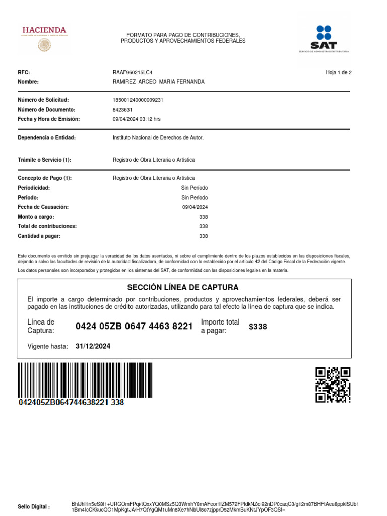 Acuse de Registro de Obra Artística | PDF | Bancos