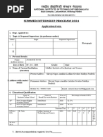 NIT Maghalaya Aplication Form