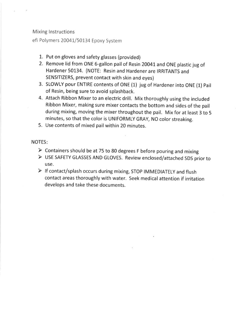 Canon Epoxy Mixing Instructions PDF