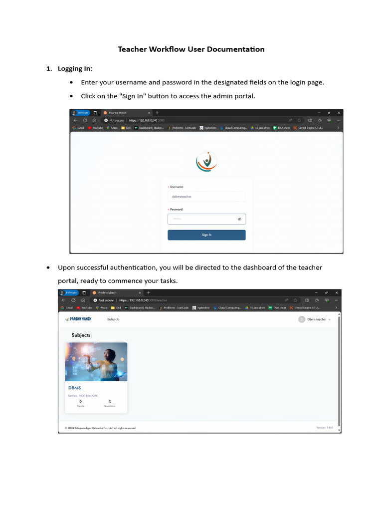 Teacher Workflow User Documentation | PDF | Login | User (Computing)