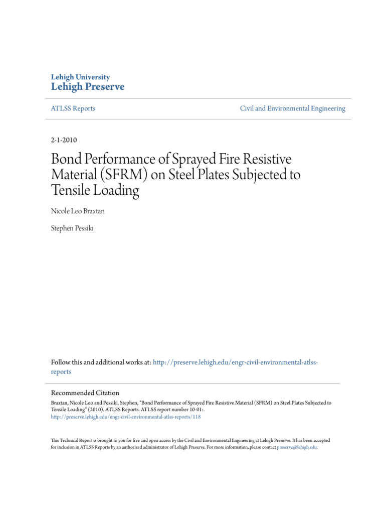 Bond Performance of SFRM on Steel Plates | PDF | Adhesive | Deformation ...