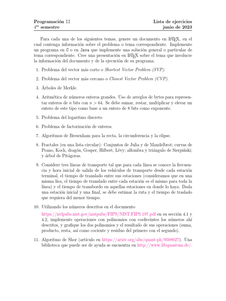 Ejercicios de Programación II en C y Java | PDF | Geometría | Matemáticas