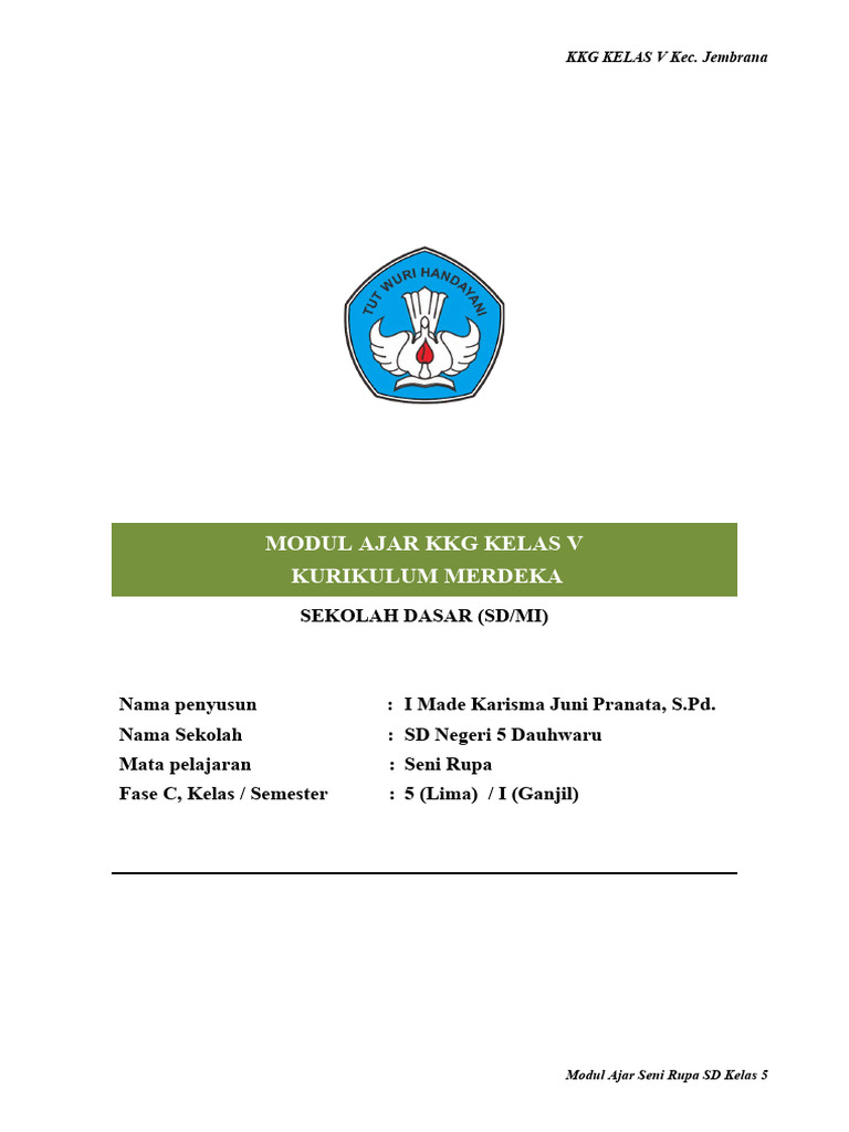 Modul Ajar Seni Rupa Kelas 5 SD | PDF