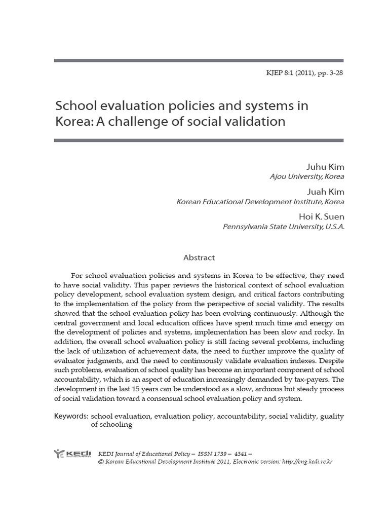 School Evaluation Policies in Korea | PDF | Evaluation | Policy