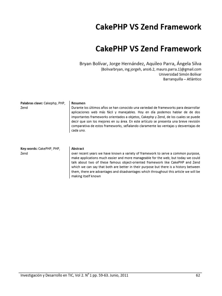Comparativa entre CakePHP y Zend | PDF | Php | Lenguaje de programación