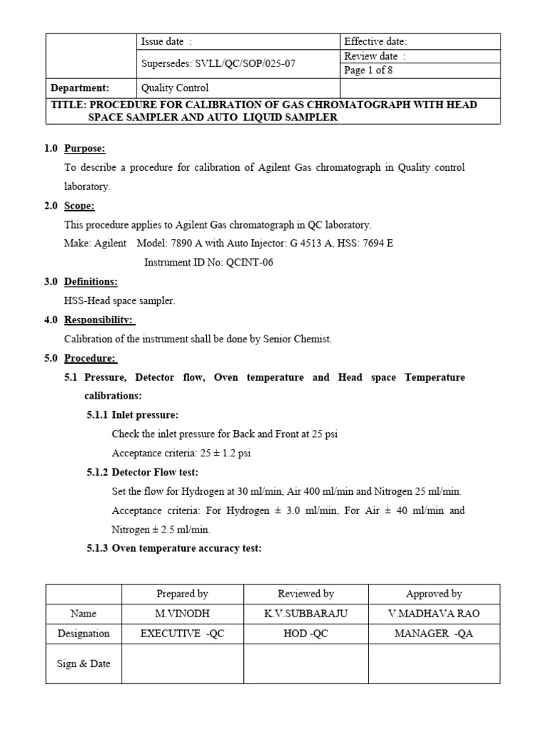025 Procedure For Calibration of of GC Final08 On 20072023 Download