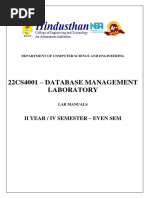 22cs4001 Dbms Lab Manual