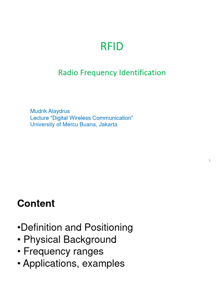 RFID Systems: Components and Applications | PDF | Radio Frequency ...