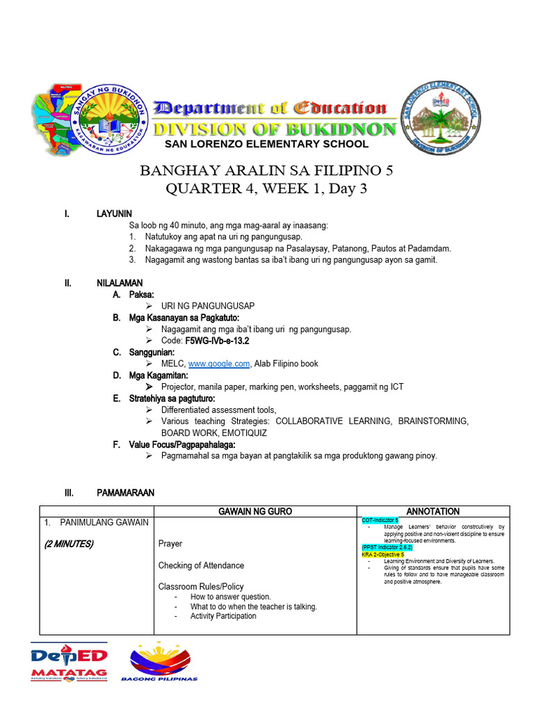 Annotated COT in Filipino 5_4thQTR PDF