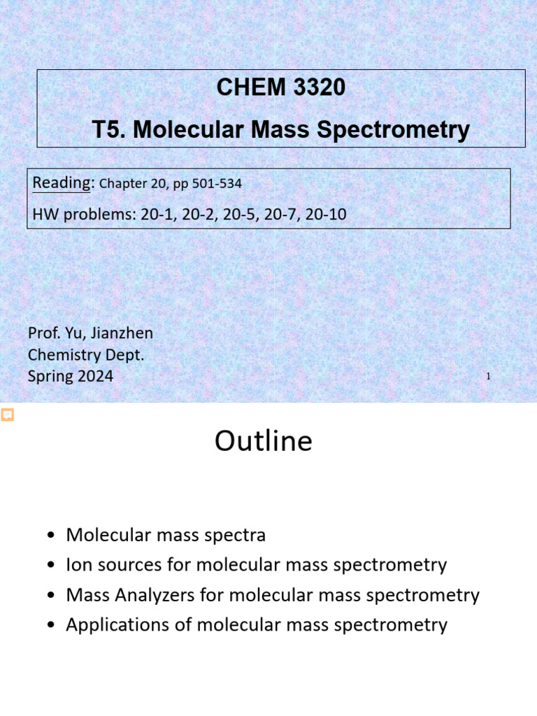 T5. Molecular Mass Spectrometry | PDF | Mass Spectrometry | Tandem Mass ...