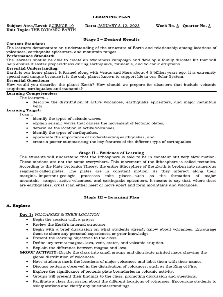 Grade 10 - Dynamic Earth Final | PDF | Volcano | Earthquakes