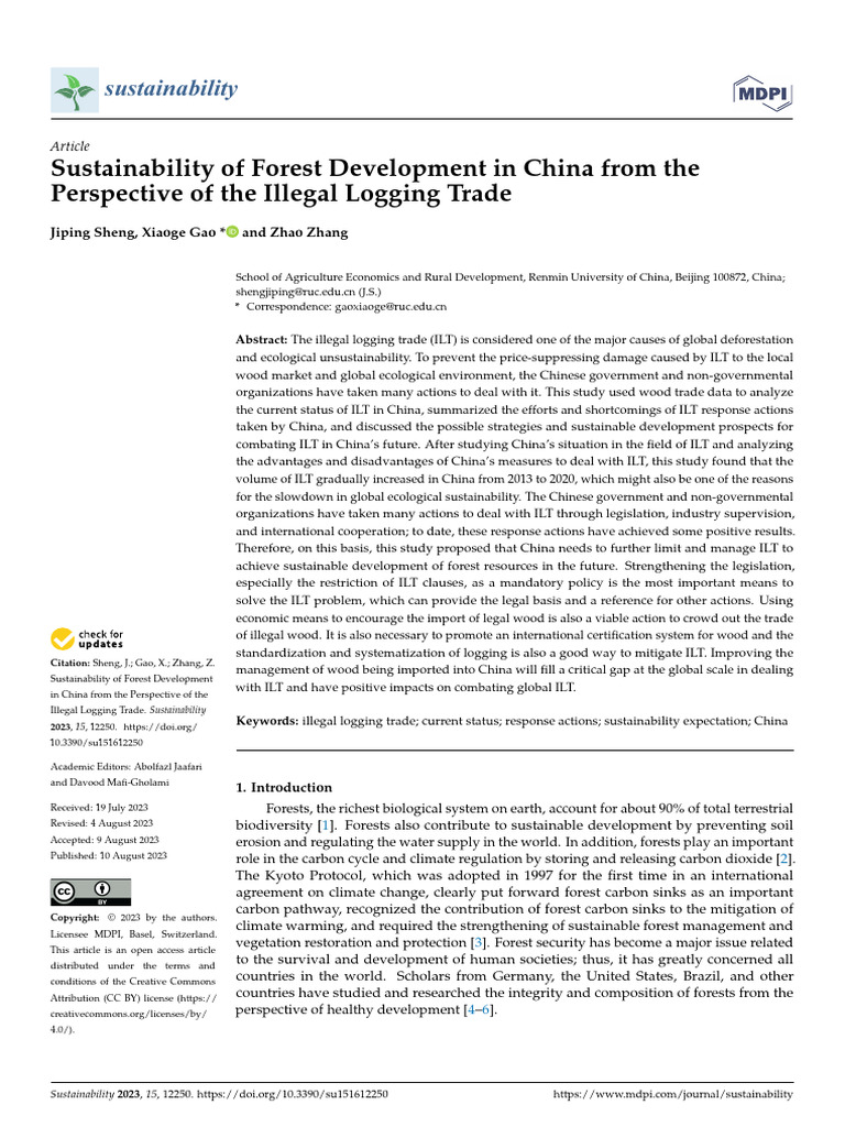 Sustainability 15 12250 | PDF | Deforestation | Logging