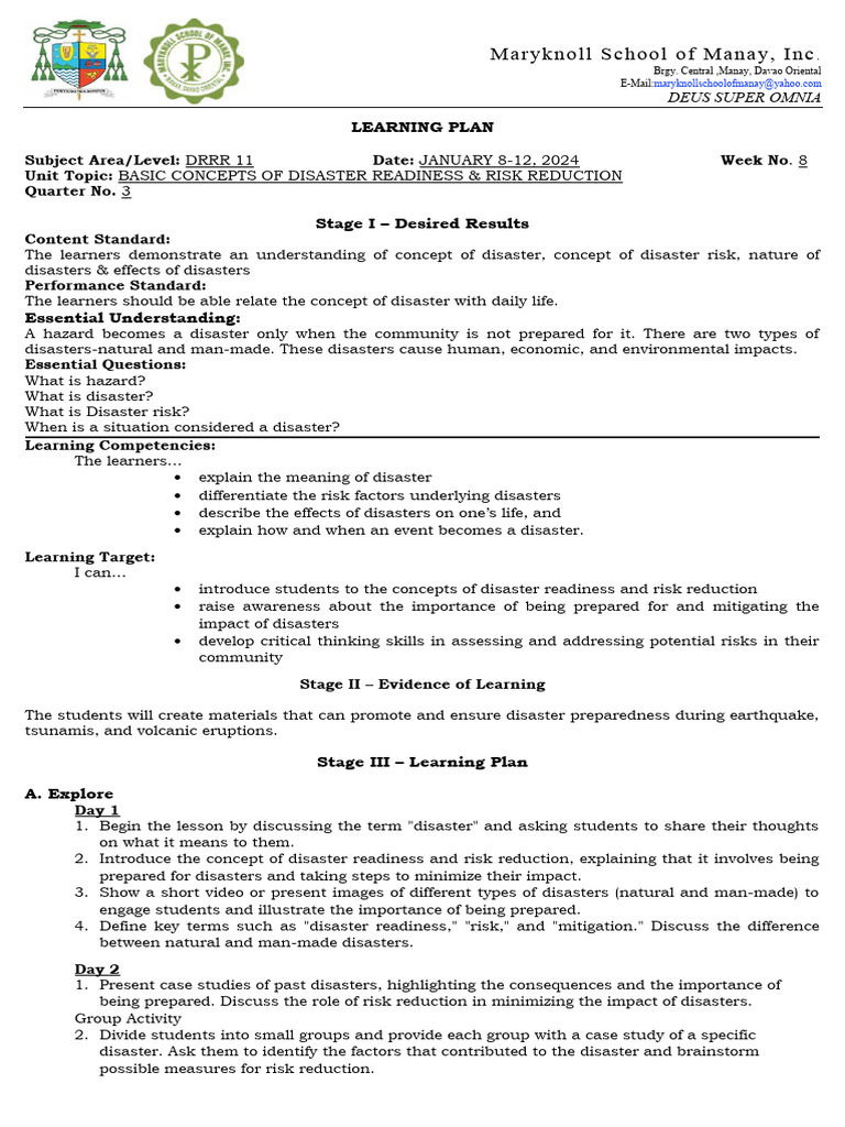 Grade 11 Hazards Disasters And Disaster Readiness Pdf Disaster