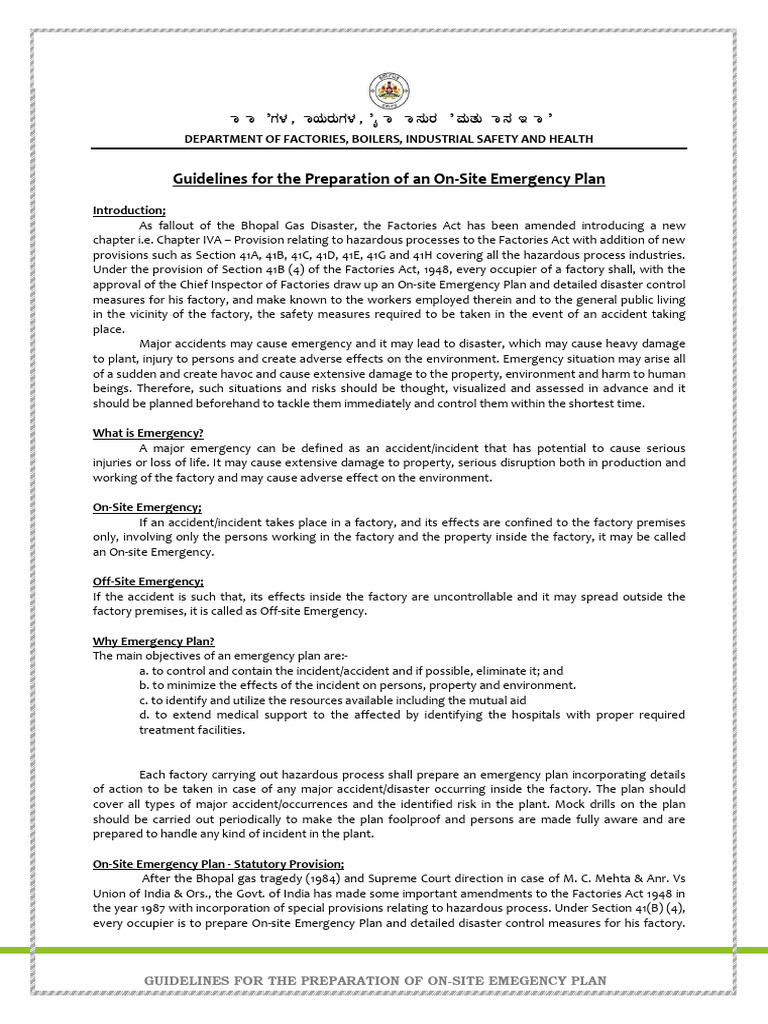 On-Site Emergency Plan Guidelines | PDF | Emergency Management | Emergency