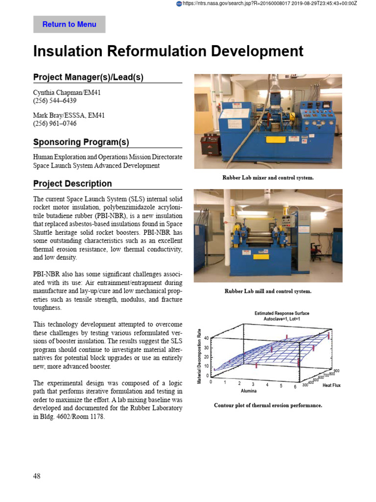 SLS Rocket Motor Insulation Reformulation | PDF | Space Launch System ...