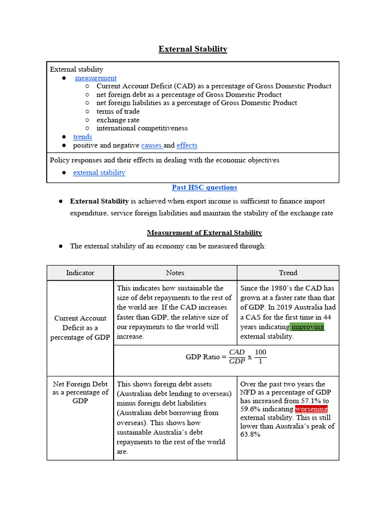 Understanding External Stability Metrics | PDF | Gross Domestic Product ...