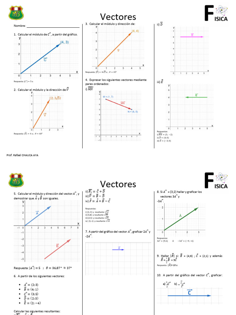 Ejercicios de Suma y Resta de Vectores | PDF | Vector Euclidiano ...