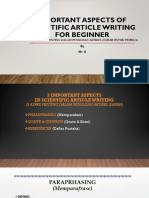 Important Aspects of Scientific Article Writing for Beginner