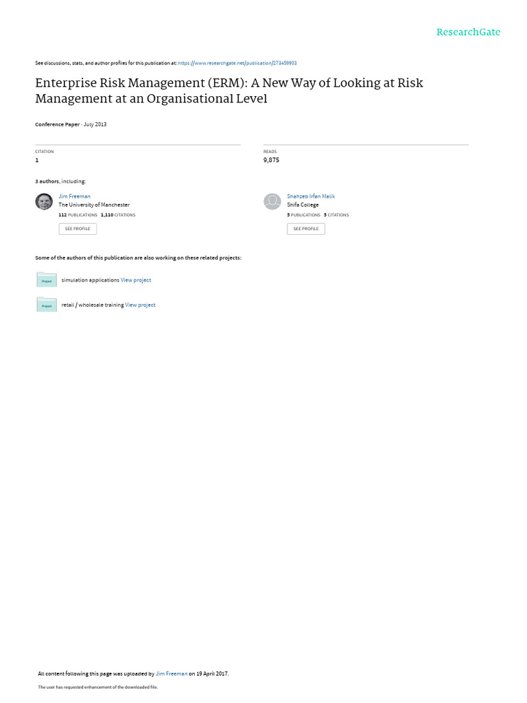 Enterprise Risk Management Insights | PDF | Risk | Risk Management