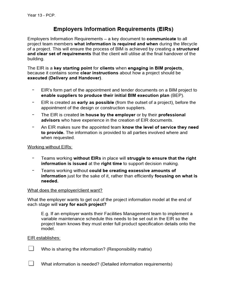 Understanding Employer's Information Requirements | PDF | Building ...