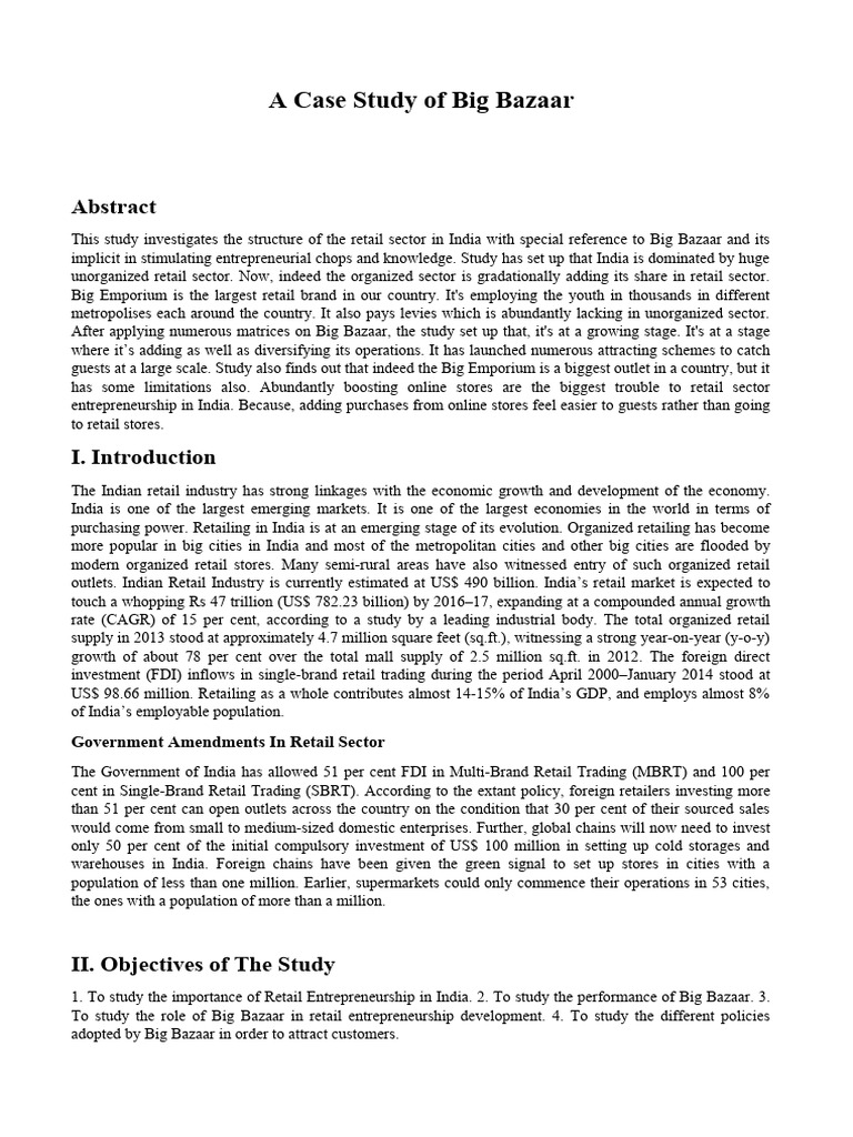 Big Bazaar Case Study | PDF | Retail | Entrepreneurship