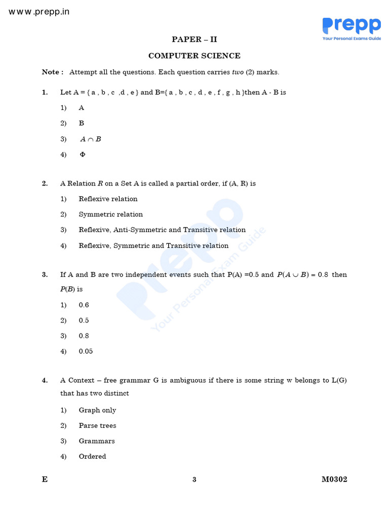 Computer Science Exam Questions M0302 | PDF | Scheduling (Computing ...