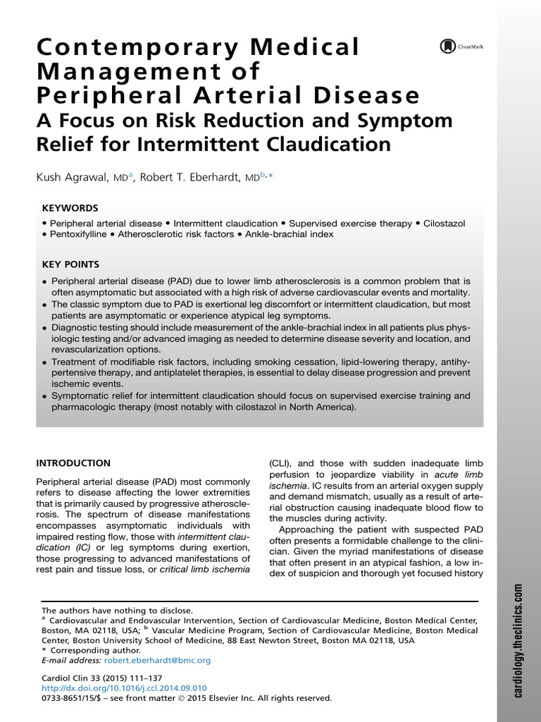 Medical Management of Peripheral Arterial Disease | PDF | Glycated ...