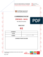 CHEMISTRY IGCSE (0654) - Sample Paper 2