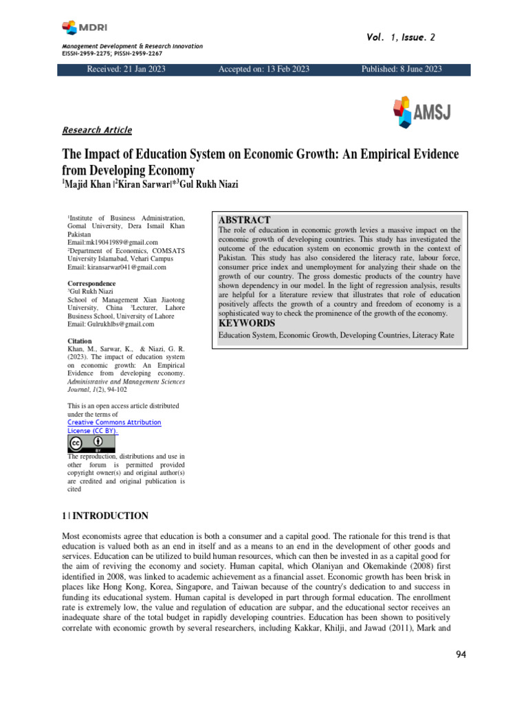 The Impact of Education System On Economic Growth | PDF | Economic ...