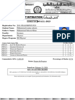 FALL-2023: Muhammad Usama Saleem Muhammad Saleem Khan Sciences 'Physics'