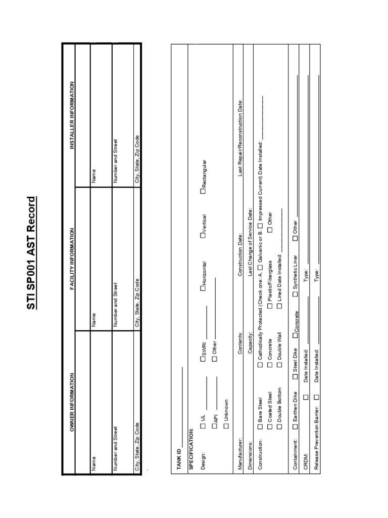 STI SP001 AST Inspection Checklist | PDF | Corrosion | Building Engineering