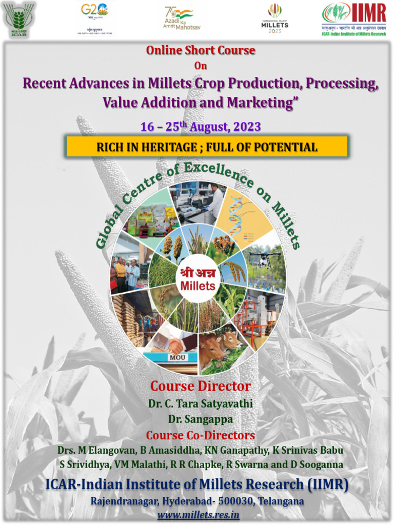 Millets Course for Researchers & Entrepreneurs | PDF | Agriculture ...