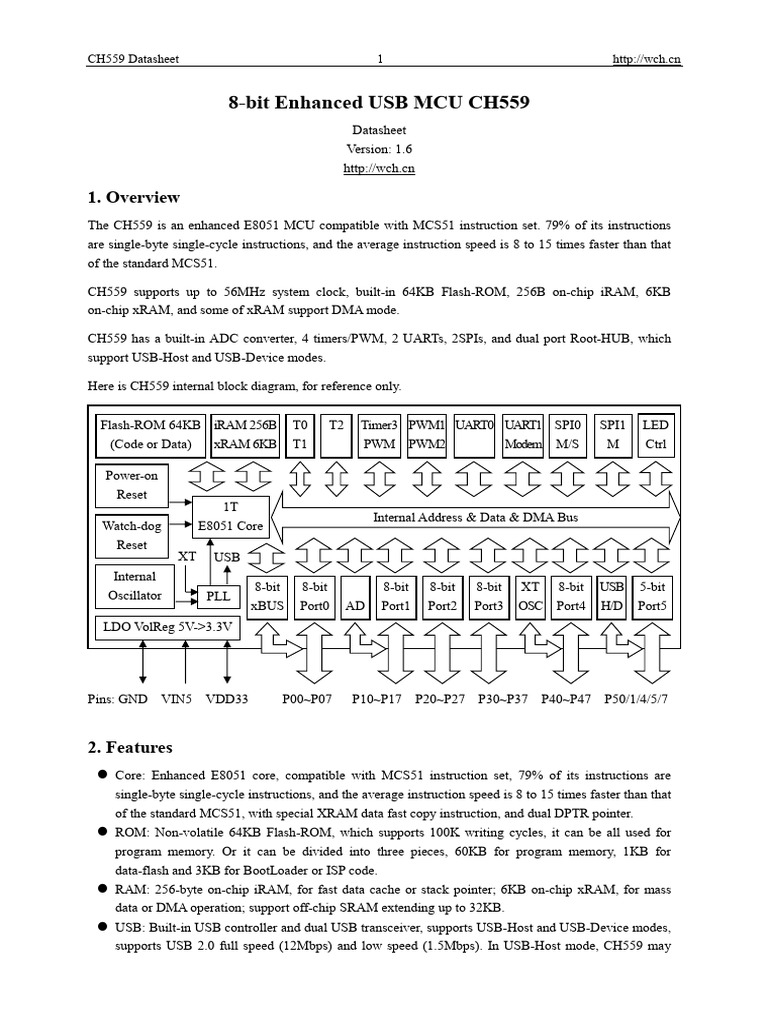 CH559 Enhanced USB MCU Overview | PDF | Usb | Computing