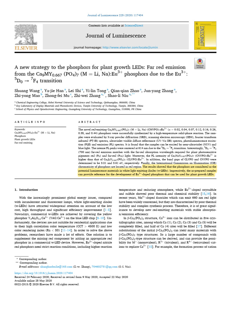 Journal of Luminescence | PDF | Light Emitting Diode | Applied And ...