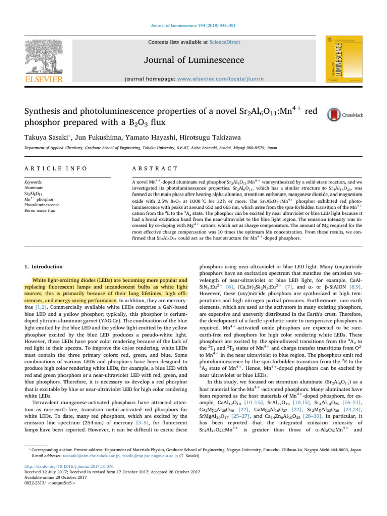 Journal of Luminescence: Sciencedirect | PDF | Light Emitting Diode ...
