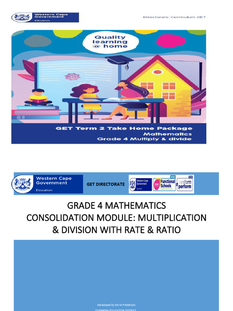 Take Home Pack GET IP Grade 4 Mathematics Multiplication - Rate - Ratio ...