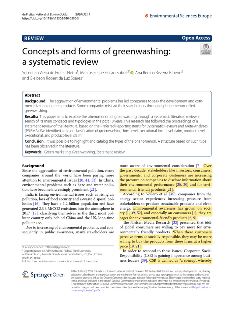 Concepts and Forms of Greenwashing | PDF | Systematic Review ...