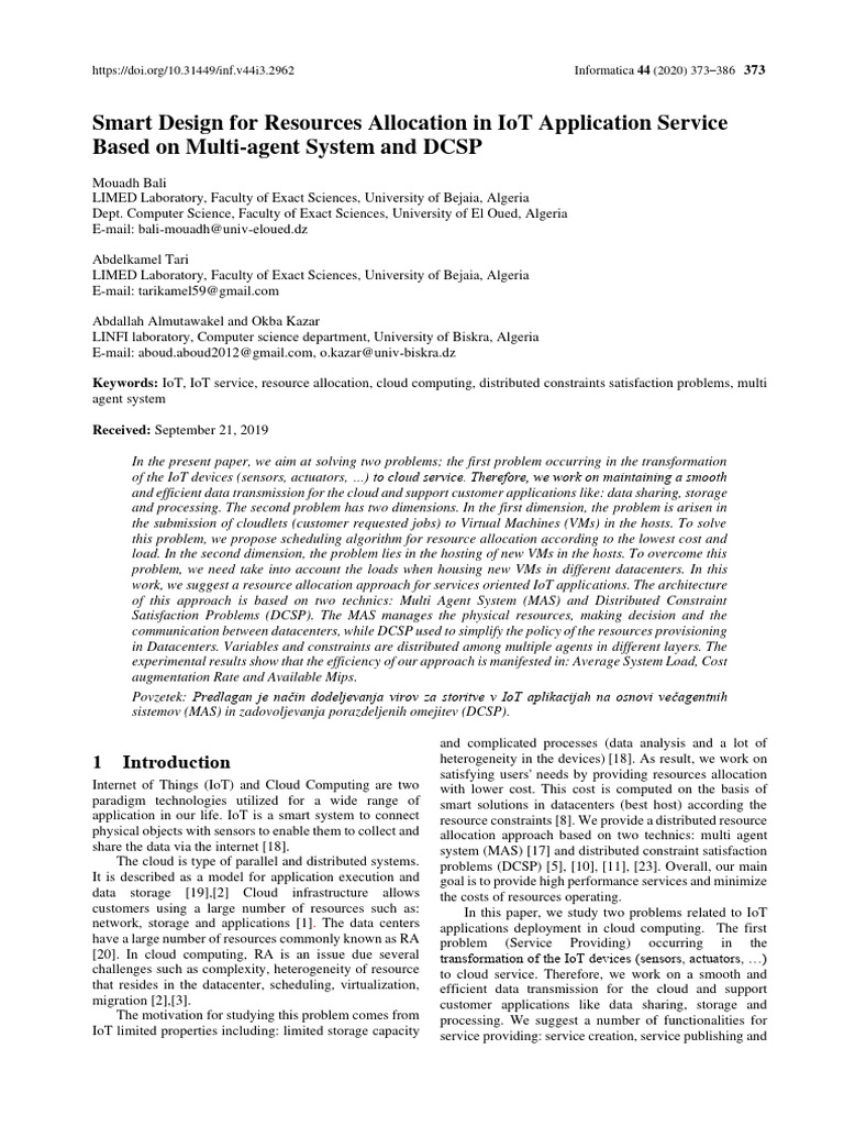 Resource Allocation for IoT Cloud Services | PDF | Internet Of Things ...