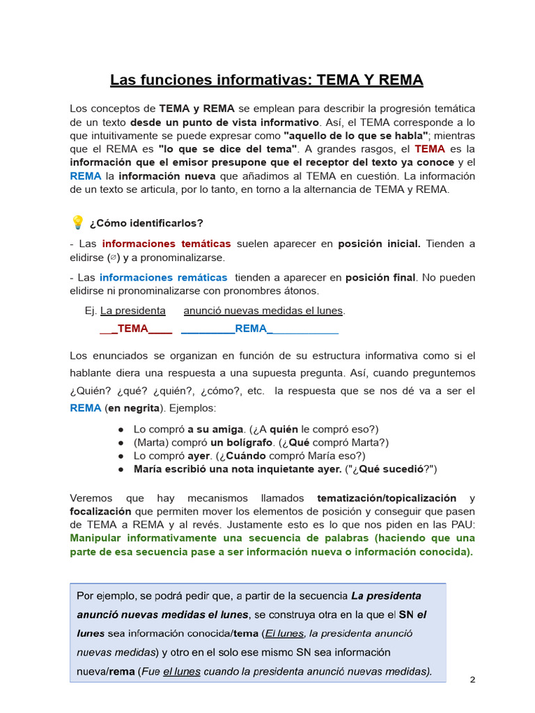 TEORÍA. Las Funciones Informativas PDF | PDF | Adverbio | Mecánica del ...