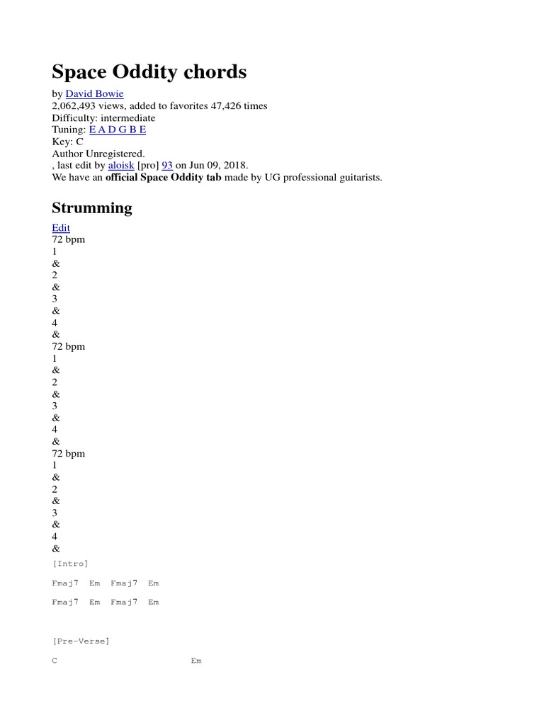 space-oddity-chords-by-david-bowie-pdf-songs-recorded-music