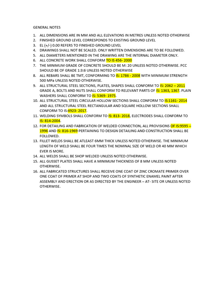 Construction General Notes and Standards | PDF | Home & Garden | Computers