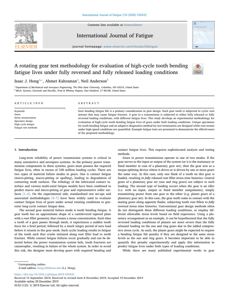 Gear Tooth Bending Fatigue Testing Method | PDF | Gear | Fatigue (Material)