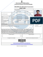 Government of Maharashtra State Common Entrance Test Cell, Mumbai. MAH-MBA/MMS CET 2024 Online Examination Admit Card