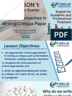 English For Academic and Professional Purposes - Lesson 4 - Critical Approaches in Writing Critique Paper