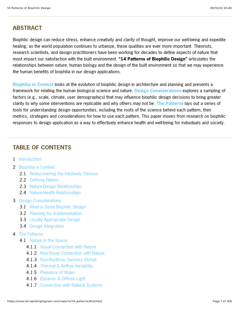 14 Patterns of Biophilic Design Download Free PDF Stress (Biology