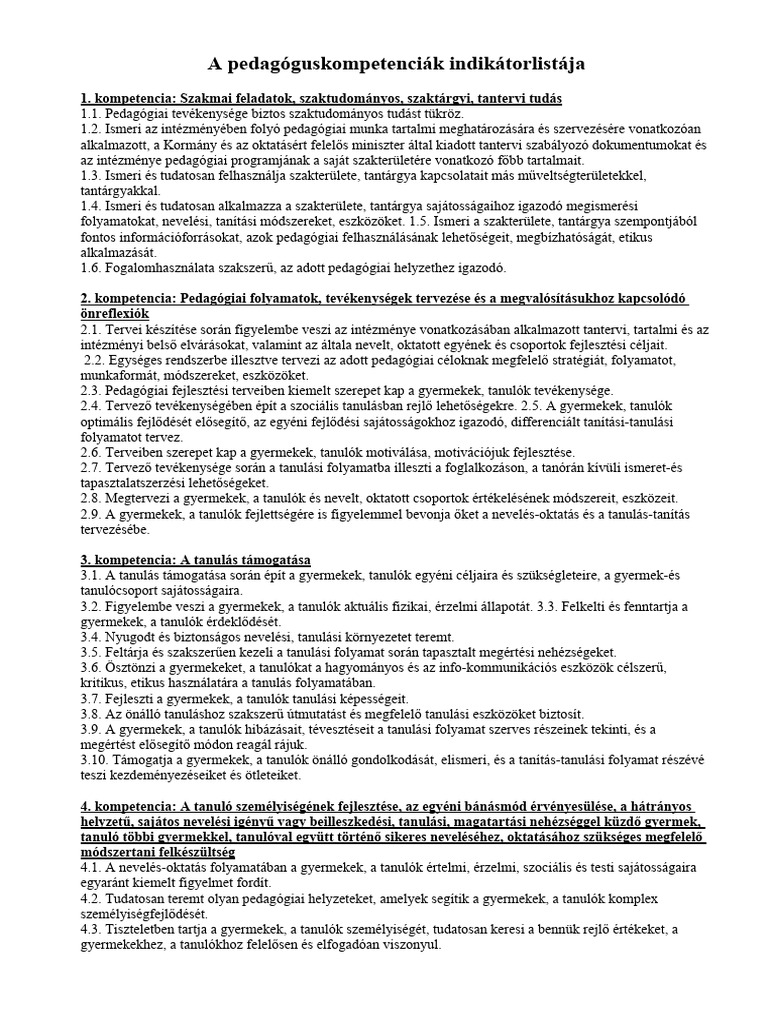 Pedagógus Kompetenciák 2020 